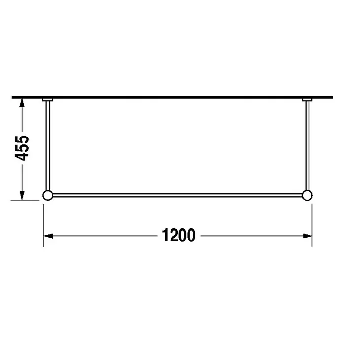 Duravit Vero Konsole - B x L: 120 x 45,5 cm, Chrom, Metall, Passend für: Duravit Vero Waschtische - Skizze