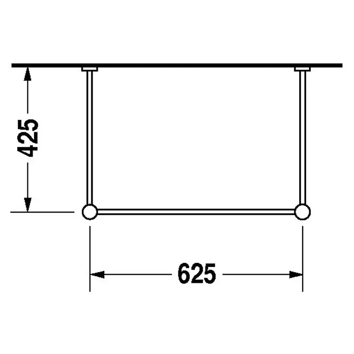 Duravit Vero Konsole - B x L: 62,5 x 42,5 cm, Chrom, Metall, Passend für: Duravit Vero Waschtische, Duravit Vero Air Waschtische - Skizze