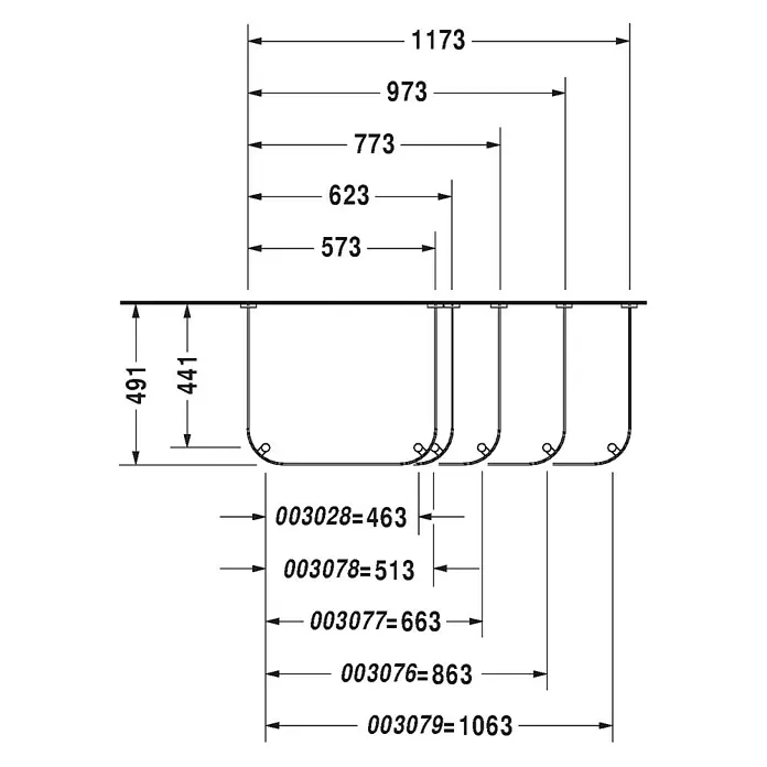 Duravit Happy D.2 Konsole - B x L: 97,3 x 49,1 cm, Chrom, Metall, Passend für: Duravit Happy D.2 Waschtische - Skizze
