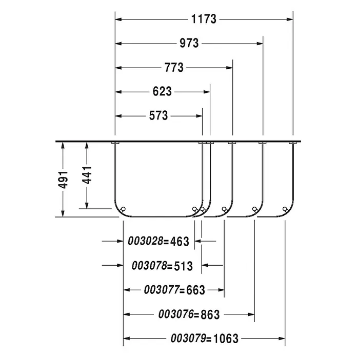 Duravit Happy D.2 Konsole - B x L: 62,3 x 49,1 cm, Chrom, Metall, Passend für: Duravit Happy D.2 Waschtische - Skizze