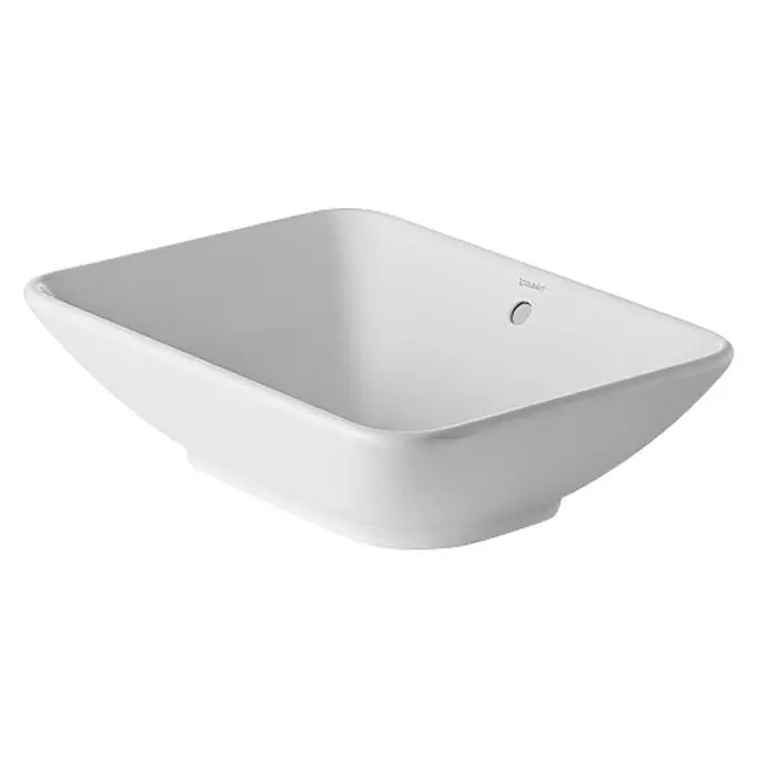 Duravit Bacino Aufsatzwaschbecken - 55 x 42 cm, Ohne Spezialglasur, Hahnloch: Ohne, Mit Überlauf, Weiß - Diagonale Ansicht