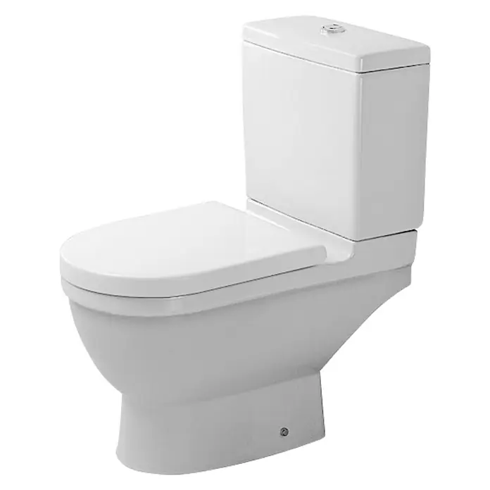 Duravit Starck 3 Stand-WC-Kombination Typ 2 - Mit Spülrand, Ohne Spezialglasur, Spülform: Tief, WC Abgang: Waagerecht, Weiß - Diagonale Ansicht