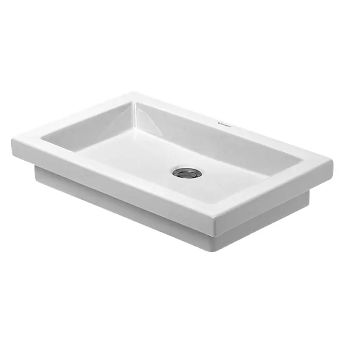 Duravit 2nd floor Aufsatzwaschbecken - 58 x 41,5 cm, Ohne Spezialglasur, Hahnloch: Ohne, Ohne Überlauf, Weiß - Diagonale Ansicht