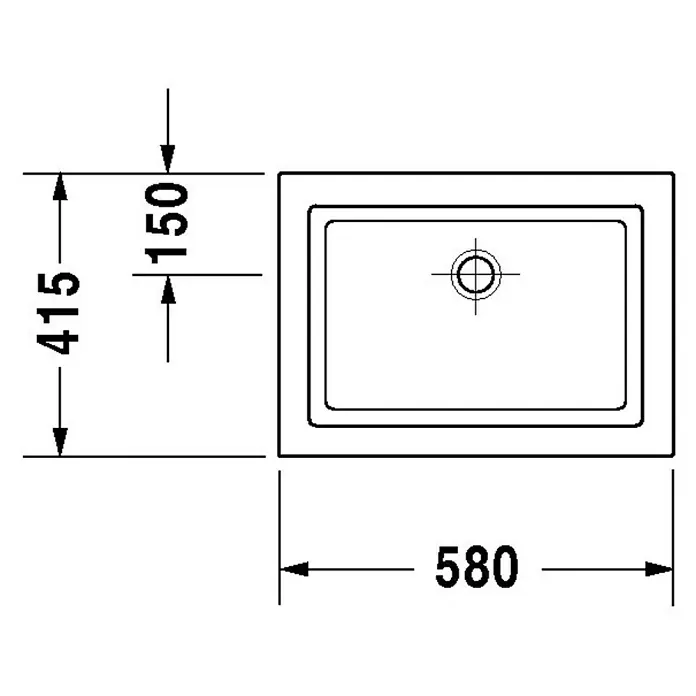 Duravit 2nd floor Einbauwaschbecken - 58 x 41,5 cm, Ohne Spezialglasur, Hahnloch: Ohne, Ohne Überlauf, Weiß - Skizze