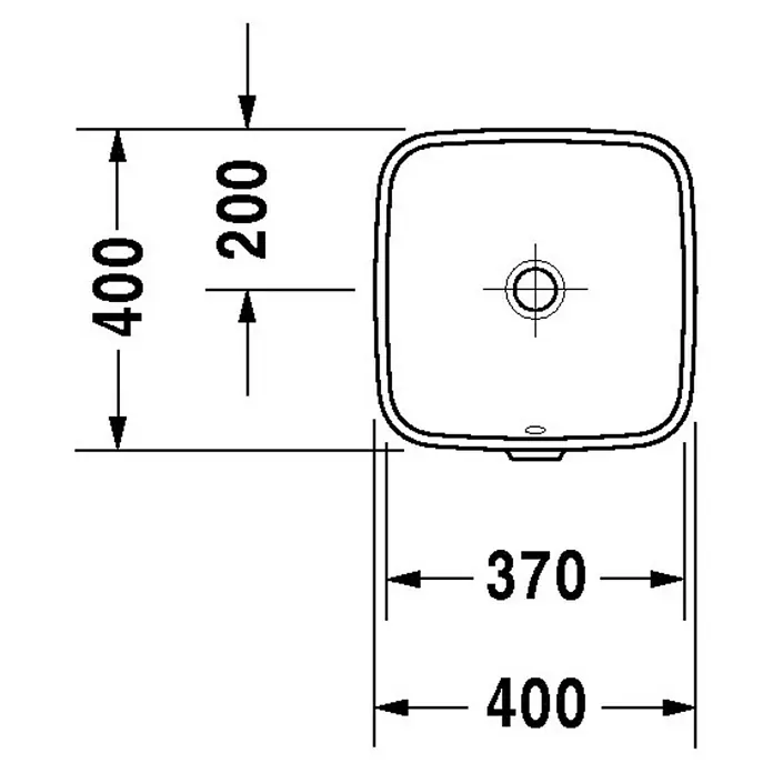 Duravit DuraStyle Einbauwaschbecken Typ 2 - 40 x 40 cm, Ohne Spezialglasur, Hahnloch: Ohne, Ohne Überlauf, Weiß - Skizze