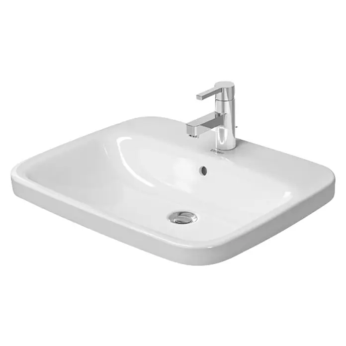 Duravit DuraStyle Einbauwaschbecken - 61,5 x 49,5 cm, Ohne Spezialglasur, Hahnloch: Mitte, Mit Überlauf, Weiß - Diagonale Ansicht