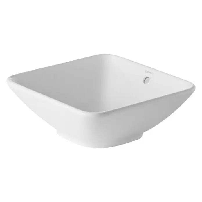 Duravit Bacino Aufsatzwaschbecken - 42 x 42 cm, Ohne Spezialglasur, Hahnloch: Ohne, Mit Überlauf, Weiß - Diagonale Ansicht