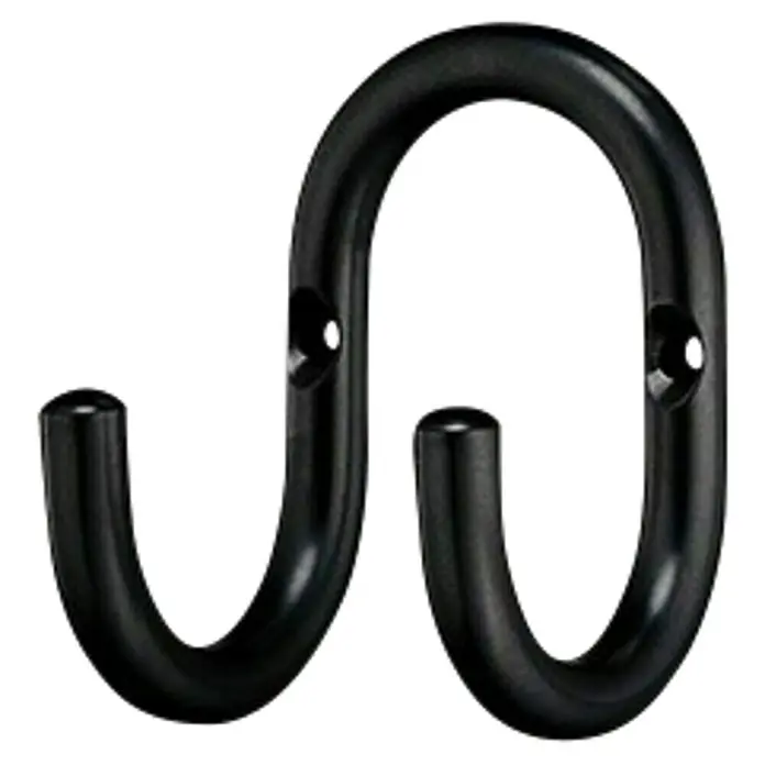 Häfele Garderobenhaken mit 2 Haken, schwarz - B x H: 60 x 85 mm, Stahl, 1 Stk. - Diagonale Ansicht