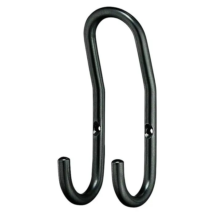 Häfele Garderobenhaken mit 2 Haken, schwarz - B x H: 60 x 150 mm, Stahl, 1 Stk. - Diagonale Ansicht