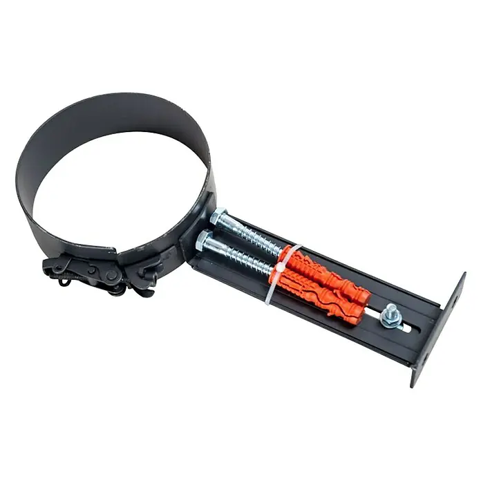 Rohrhalter - Durchmesser: 150 mm, Verstellbar: 16 cm - 28 cm, Schwarz - Diagonale Ansicht