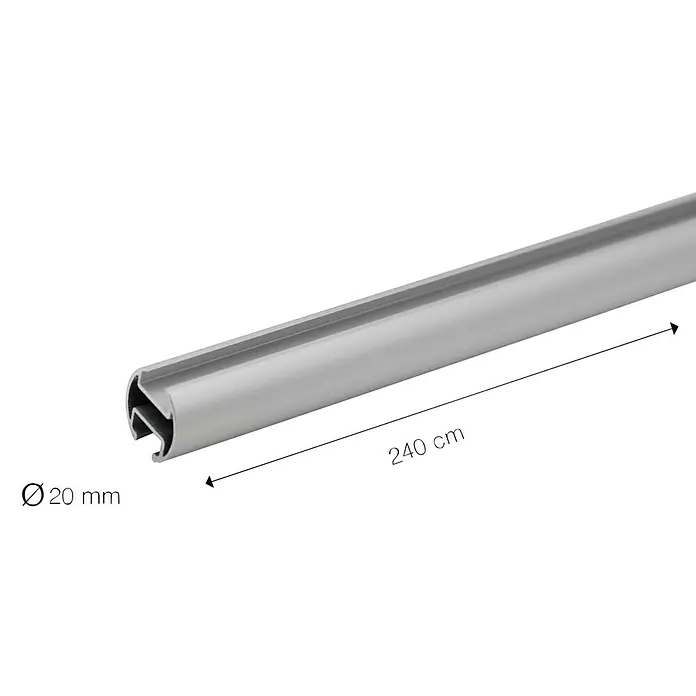 Sombra Gardinenstange - Silber, Länge: 240 cm, Durchmesser: 20 mm - Detailaufnahme