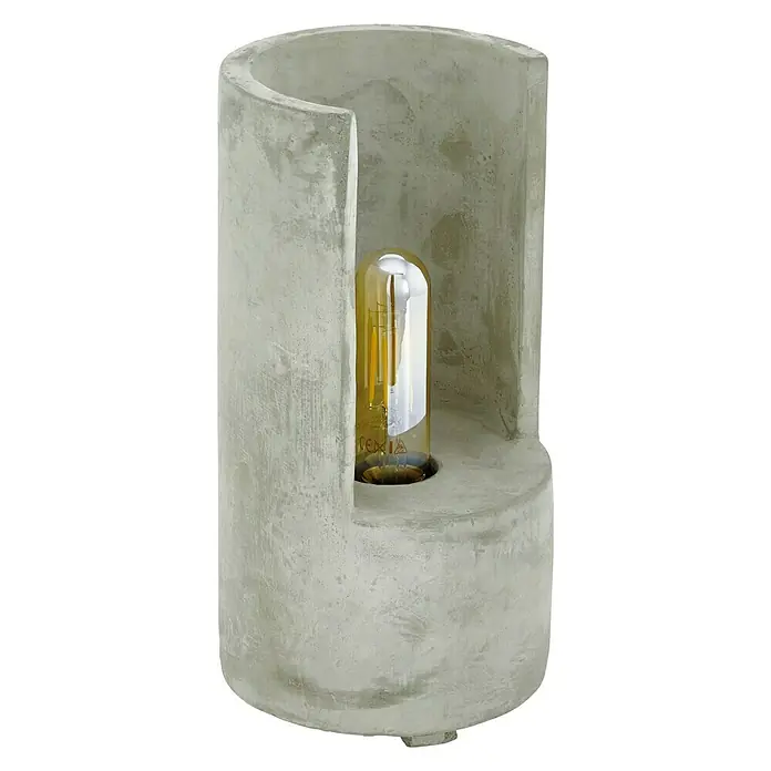 Eglo Tischleuchte rund Lynton - 60 W, Ø x H: 140 mm x 27 cm, Beton, E27 - Diagonale Ansicht