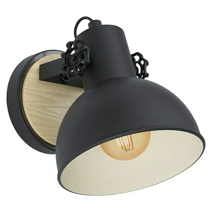 Eglo Lubenham Wandleuchte - 28 W, Schwarz/Braun, E27 - Diagonale Ansicht