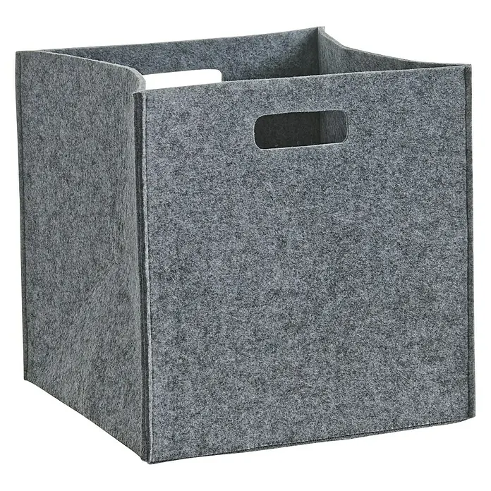 Zeller Present Filzkorb eckig, grau - L x B x H: 320 x 320 x 320 mm - Diagonale Ansicht