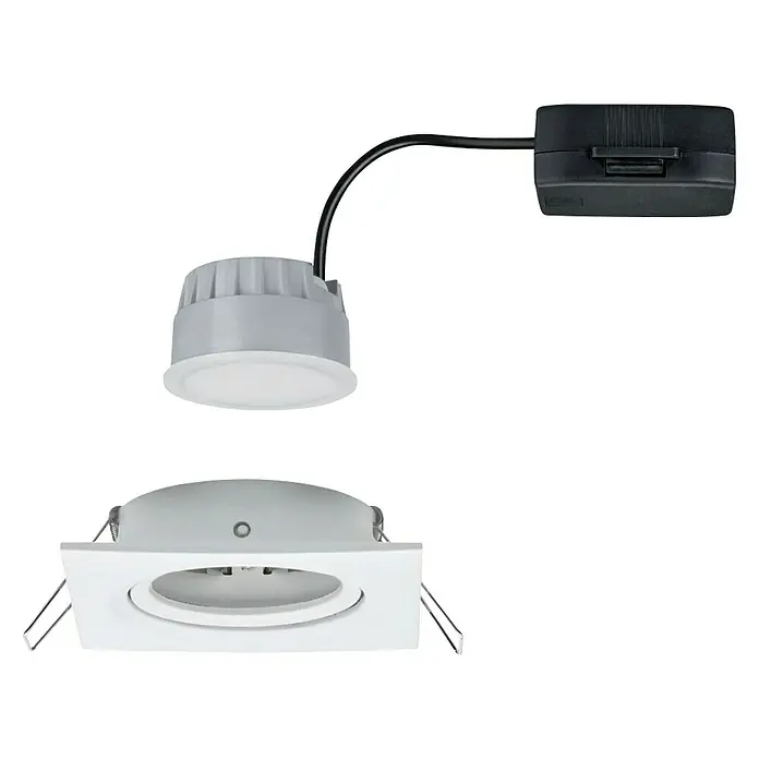 Paulmann LED-Einbauleuchte Nova - 6,5 W, L x B x H: 8,4 x 8,4 x 4,5 cm, Weiß, Warmweiß - Vorderansicht