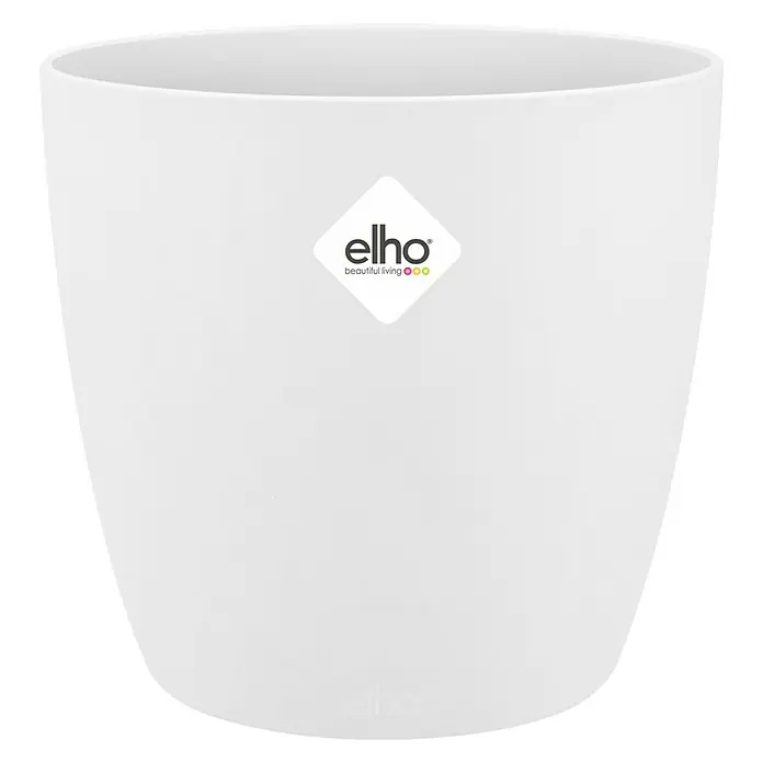 Elho Brussels Okrugla tegla za biljke - Vanjska dimenzija (ø x V): 14 x 13 cm, Bijele boje, Sjaj - Pogled sprijeda