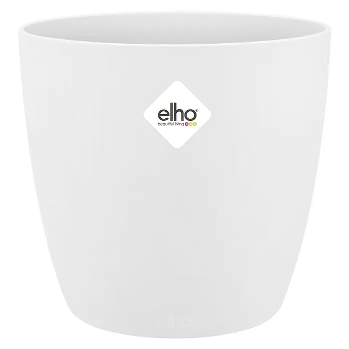 Elho Brussels Okrugla tegla za biljke - Vanjska dimenzija (ø x V): 16 x 15 cm, Bijele boje, Sjaj - Pogled sprijeda