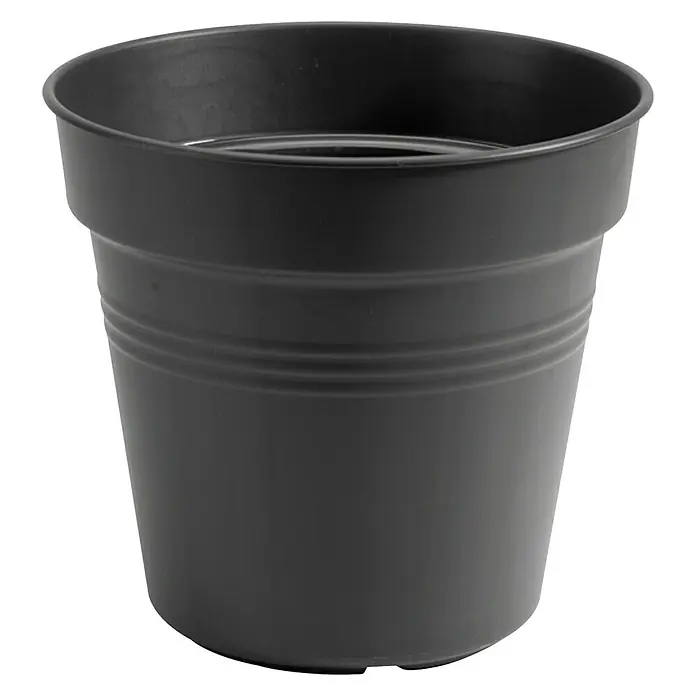 Elho Green Basics Maceta para planta - Diámetro exterior máx.: 13 cm, Plástico, Negro - Vista frontal