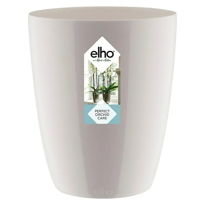 Elho Brussels Diamond Orchideeënpot - Buitenmaat (Ø x h): 10,5 x 13 cm, Kunststof, Wit - Vooraanzicht