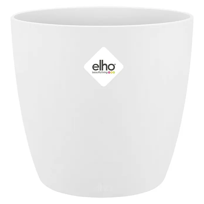 Elho Brussels Okrugla tegla za biljke - Vanjska dimenzija (ø x V): 20 x 19 cm, Bijele boje, Sjaj - Pogled sprijeda