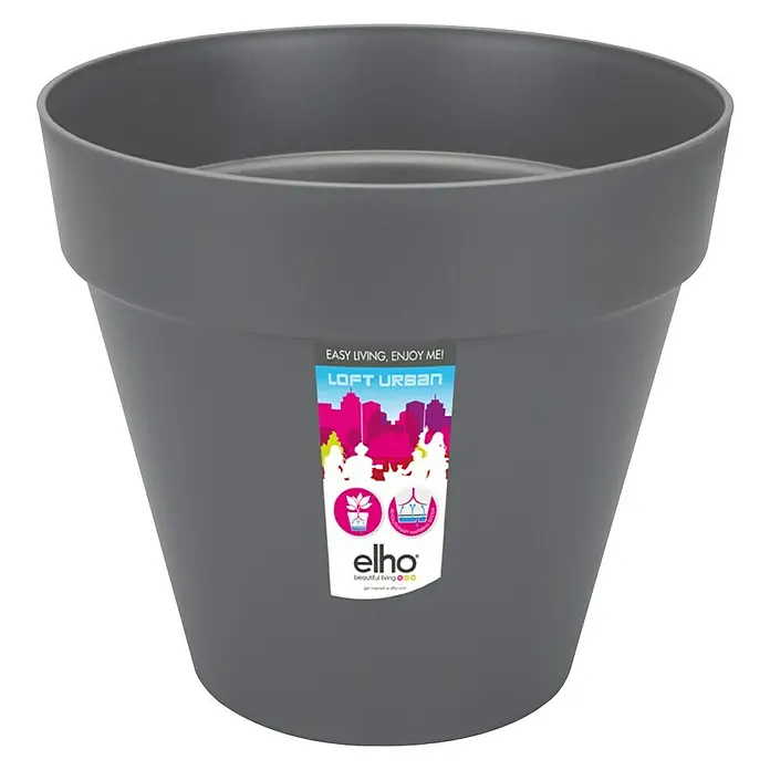 Elho Loft Urban Tegla za cvijeće - Vanjska dimenzija (ø x V): 49 x 45 cm, Plastika, Antracit - Pogled sprijeda