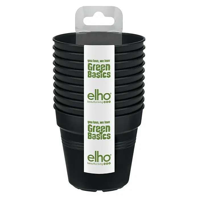 Elho Green Basics Pflanztopf - 10 Stk., Ø x H: 7,5 x 6,8 cm - Vorderansicht