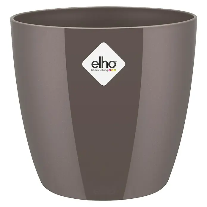 Elho Brussels Diamond Okrugla tegla za biljke - Vanjska dimenzija (ø x V): 20 x 19 cm, Oyster Pearl, Plastika, Sjaj - Pogled sprijeda
