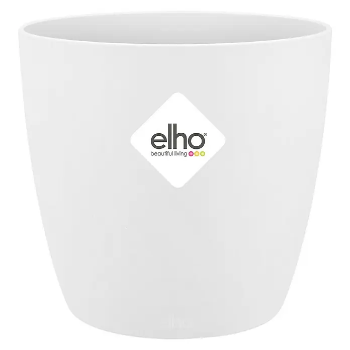 Elho Brussels Okrugla tegla za biljke - Vanjska dimenzija (ø x V): 7 x 6 cm, Bijele boje, Plastika, Sjaj - Pogled sprijeda