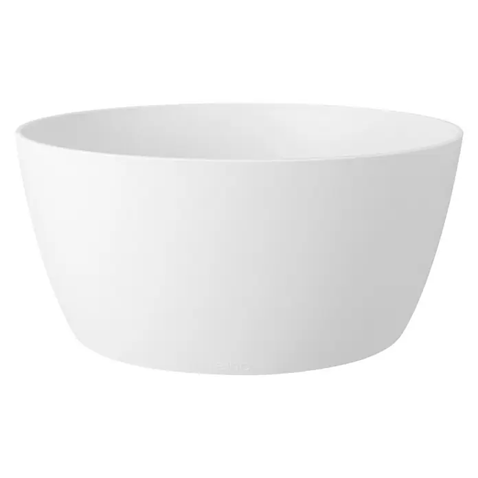 Elho Brussels Okrugla tegla za cvijeće - Vanjska dimenzija (ø x V): 23 x 10,8 cm, Plastika, Bijele boje, Mat - Pogled sprijeda