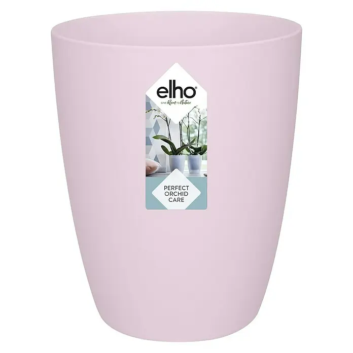 Elho Brussels Orchideentopf High - Außenmaß (Ø x H): 13 x 16 cm, Kunststoff, Soft Rosa, Matt - Vorderansicht