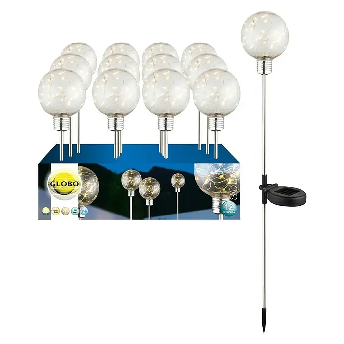 Globo LED-Solar-Dekoleuchte - Leuchtmittel: LED, Klar, Ø x H: 10 x 72 cm - Vorderansicht