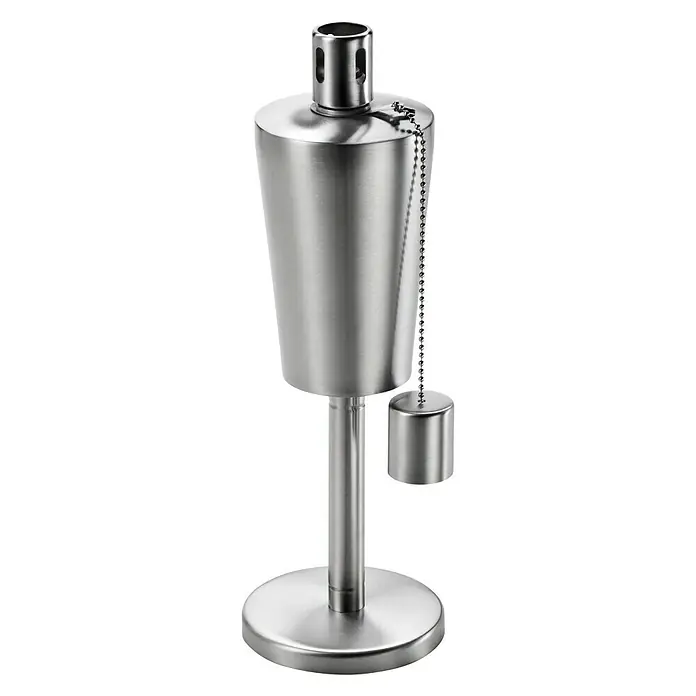 Fire & Deco Olielamp conisch - Roestvrij staal, Hoogte: 26,5 cm - Diagonaal zicht