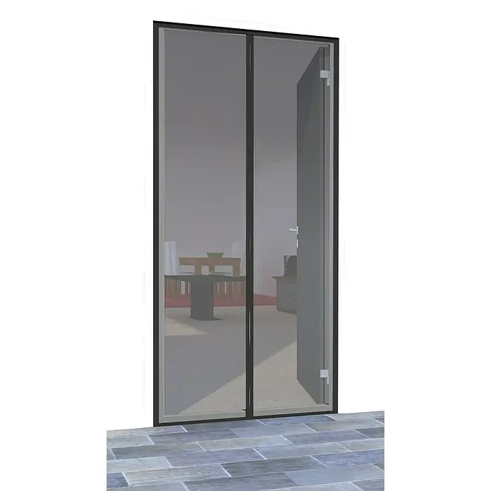 Easy Life Insektenschutzvorhang Premium - B x H: 100 x 220 cm, Anthrazit, Klettbefestigung - Diagonale Ansicht