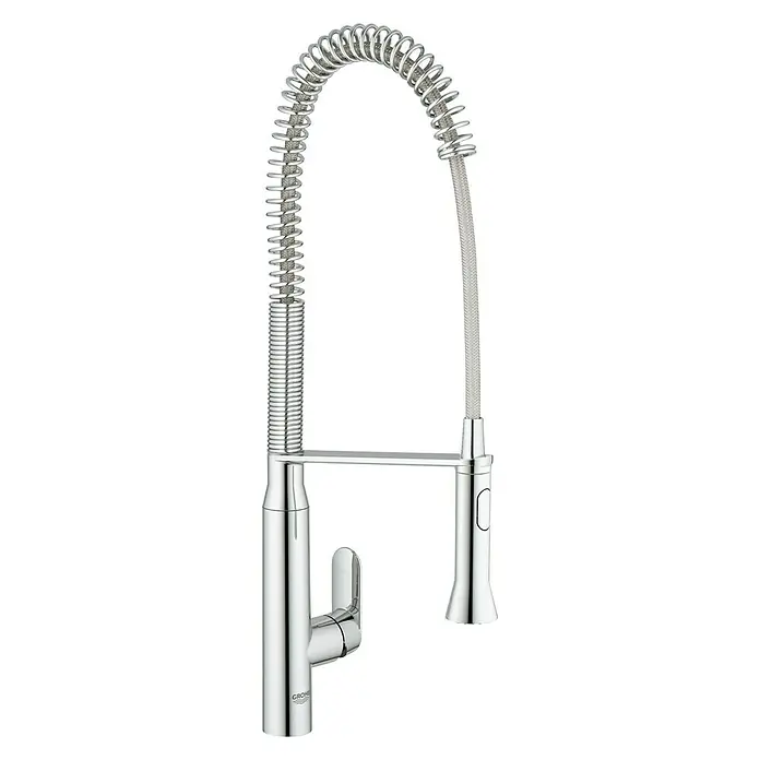 Grohe Spültischarmatur K7 - Chrom, Glänzend, Auslauf schwenkbar - Diagonale Ansicht