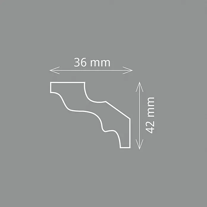 Zierprofil E 23 - 2 m x 3,6 cm x 4,2 cm, Polystyrol XPS - Detailaufnahme