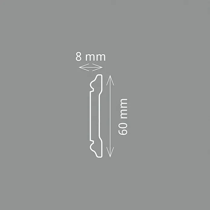Wandleiste CW 12 - 200 cm x 8 mm x 6 cm, Weiß - Detailaufnahme