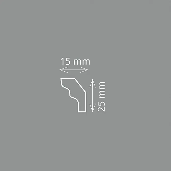 Zierprofil E 1 - 2 m x 15 mm x 2,5 cm, Polystyrol XPS