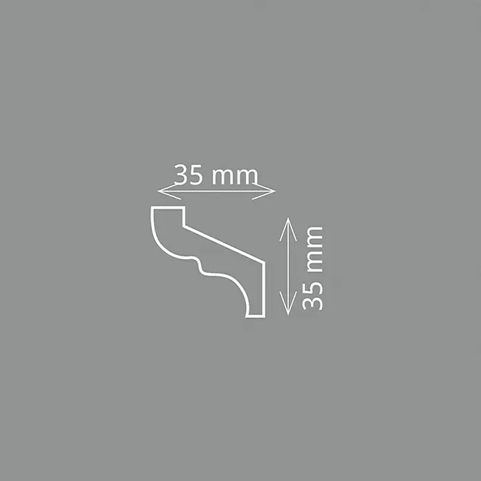 Zierprofil S 35 - 2 m x 3,5 cm x 3,5 cm, Polystyrol XPS, 2 Stk.