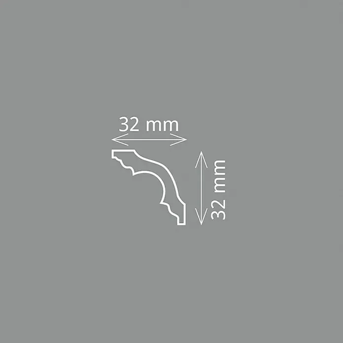Zierprofil E 10 - 2 m x 3,2 cm x 3,2 cm, Polystyrol XPS