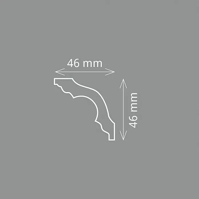 Zierprofil E 11 - 2 m x 4,6 cm x 4,6 cm, Polystyrol XPS, 2 Stk.