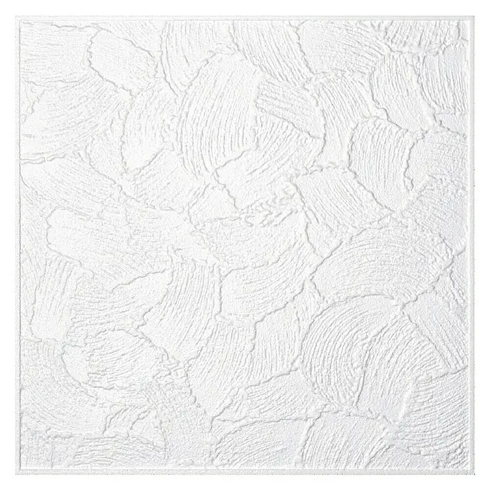 Deckenplatte Kellenputz - 50 x 50 cm, Weiß, 2 m², Polystyrol geschäumt - Detailaufnahme