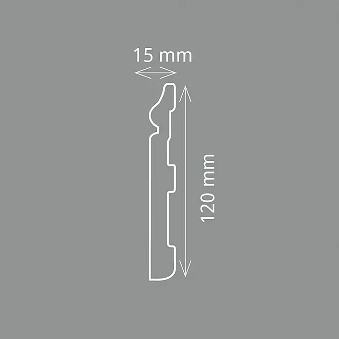 Fußleiste CF 12 - 200 x 1,5 x 12 cm, Weiß, HD Polymer