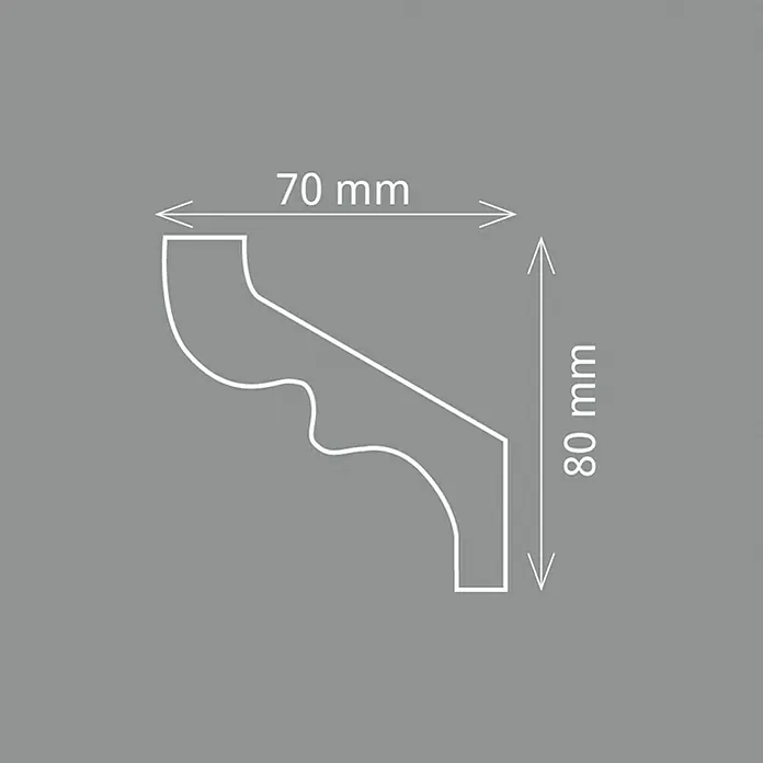 Zierprofil Modern S 80 - 200 x 7 x 8 cm, Polystyrol XPS