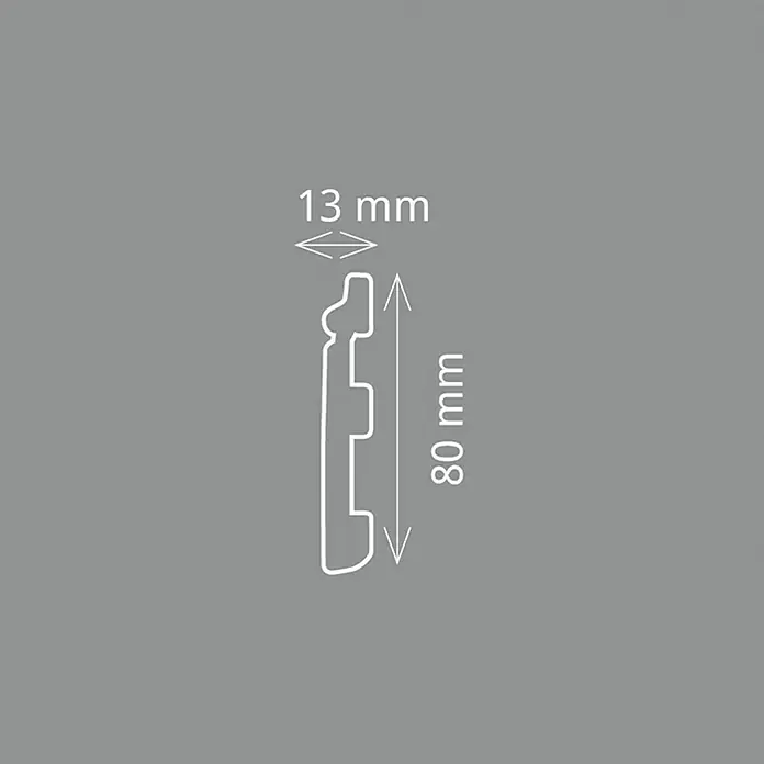 Fußleiste CF 11 - 200 x 1,3 x 8 cm, Weiß, HD Polymer