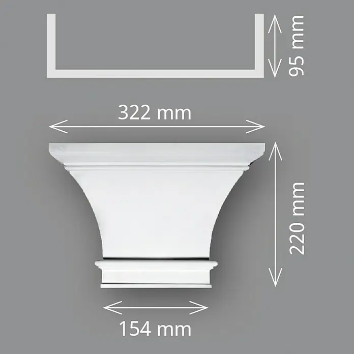 Wandelement Pilaster-Kopf HKP 15 G - 32,2 x 22 x 9,5 cm, Expandiertes Polystyrol (EPS)