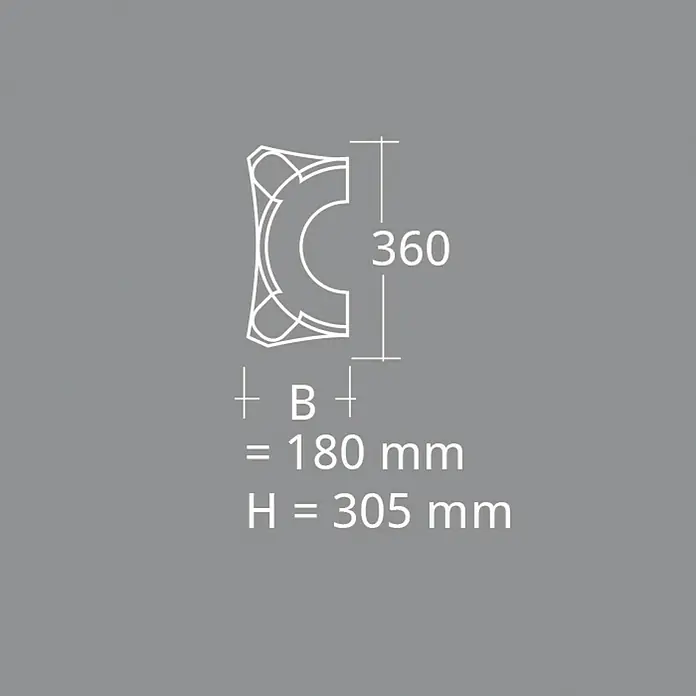 Dekoelement Halbsäule Kapitell D2/H - 18 x 30,5 cm, Expandiertes Polystyrol (EPS)
