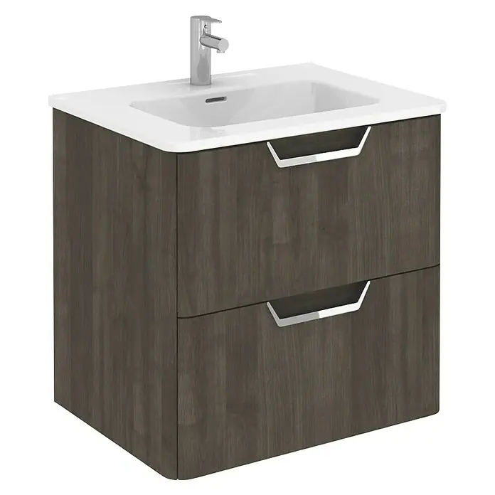Beauty Waschtischunterschrank - 59,5 x 45 x 56,5 cm, Samara Asche, Matt - Diagonale Ansicht