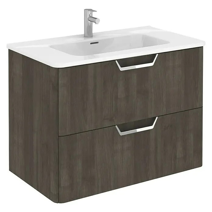 Beauty Waschtischunterschrank - 79,5 x 45 x 56,5 cm, Samara Asche, Matt - Diagonale Ansicht