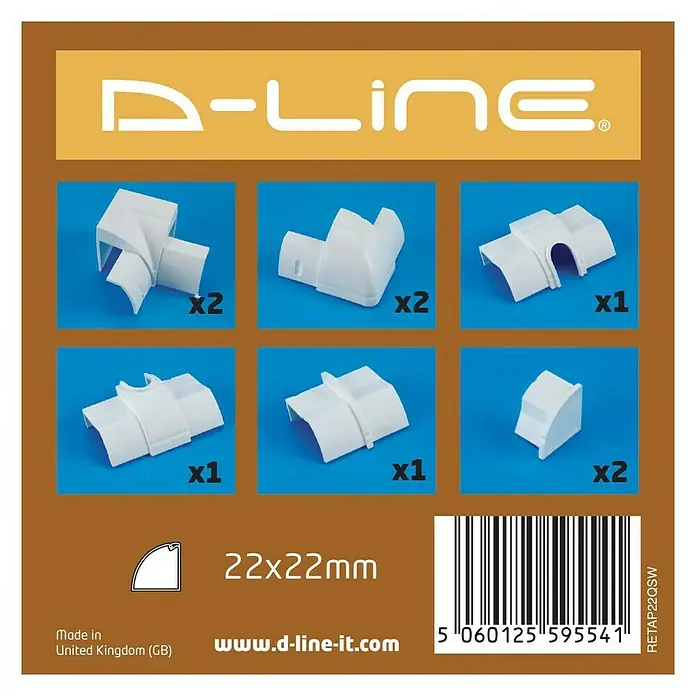 D-Line Kabelkanal-Zubehörkit - Weiß, Passend für: D-Line Kabelkanal 22 x 22 mm