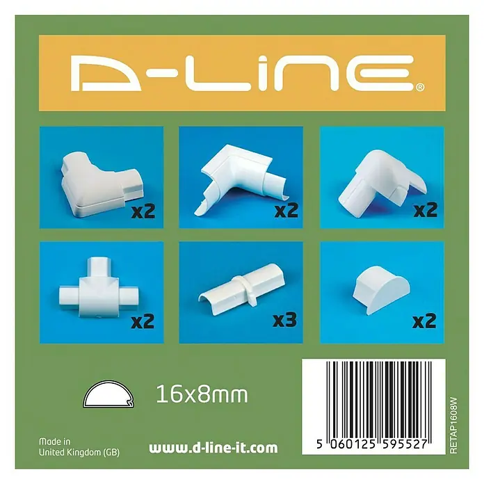 D-Line Kabelkanal-Zubehörkit - Weiß, Passend für: D-Line Kabelkanal 16 x 8 mm